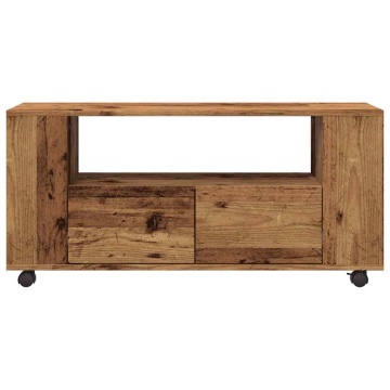 Dulap TV cu roți, lemn vechi, 102x34,5x43 cm, lemn prelucrat - Img 4
