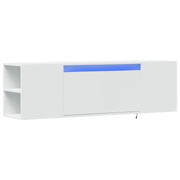 Dulap TV de perete cu lumini LED, alb, 135x31x39,5 cm - Img 3