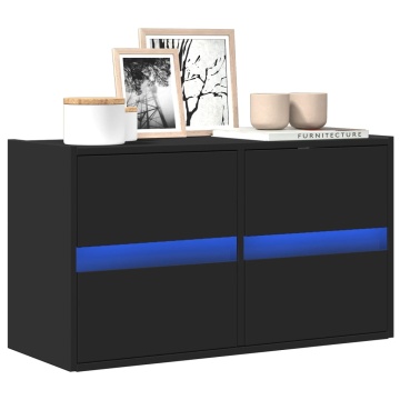 Dulap TV de perete cu lumini LED negru 80x31x45 cm - Img 1