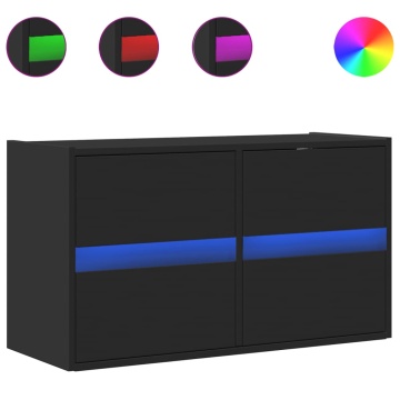 Dulap TV de perete cu lumini LED negru 80x31x45 cm - Img 2
