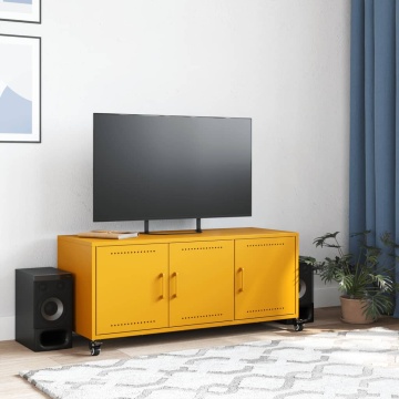 Dulap TV, galben muștar, 100,5x39x43,5 cm, oțel laminat la rece - Img 3