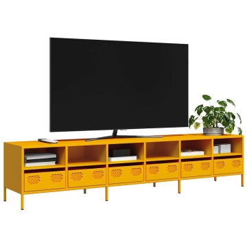 Dulap TV, galben muștar, 202x39x43,5 cm, oțel laminat la rece - Img 1