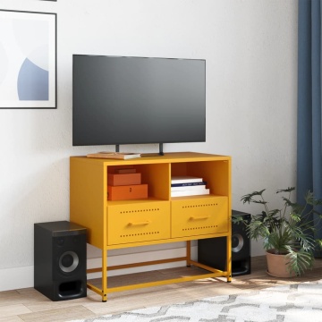 Dulap TV, galben muștar, 68x39x60,5 cm, oțel - Img 3