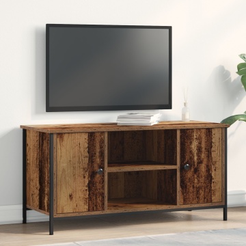Dulap TV, lemn vechi, 100x40x50 cm, lemn prelucrat și oțel - Img 1