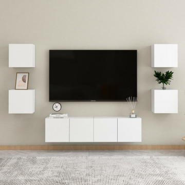 Dulap TV montaj pe perete, alb, 30,5x30x30 cm - Img 5