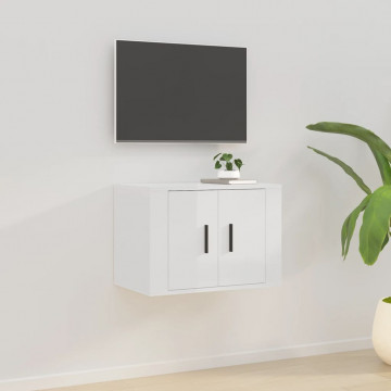 Dulap TV montat pe perete, alb extralucios, 57x34,5x40 cm - Img 1