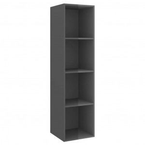 Dulap TV montat pe perete, gri extralucios, 37x37x142,5 cm, PAL - Img 2