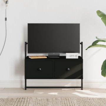 Dulap TV montat pe perete, negru, 60,5x30x51 cm, lemn prelucrat - Img 1