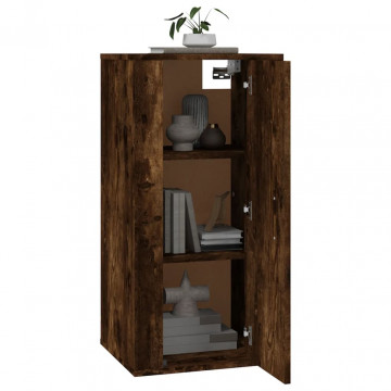 Dulap TV montat pe perete, stejar fumuriu, 40x34,5x80 cm - Img 3