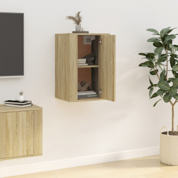Dulap TV montat pe perete, stejar sonoma, 40x34,5x60 cm - Img 4
