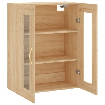 Dulap TV montat pe perete, stejar sonoma, 69,5x34x90 cm - Img 5