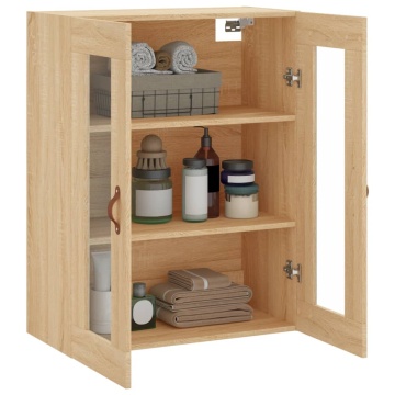 Dulap TV montat pe perete, stejar sonoma, 69,5x34x90 cm - Img 8