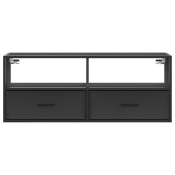 Dulap TV, negru, 100x31x39,5 cm, lemn prelucrat și metal - Img 4