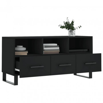 Dulap TV, negru, 102x36x50 cm, lemn prelucrat - Img 4