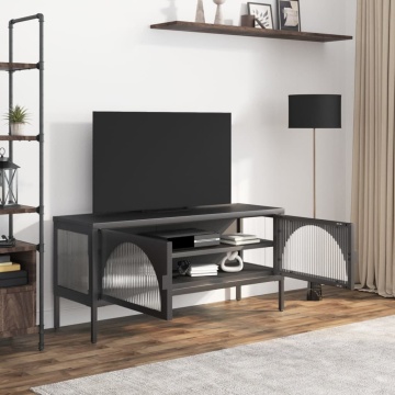 Dulap TV, negru, 105x35x50 cm, sticlă și oțel - Img 3