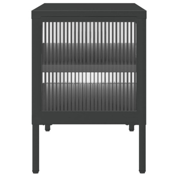 Dulap TV, negru, 105x35x50 cm, sticlă și oțel - Img 5