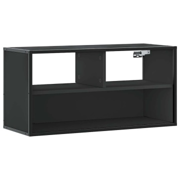 Dulap TV, negru, 80x31x39,5 cm, lemn prelucrat și metal - Img 2