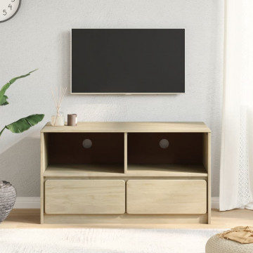 Dulap TV "SAUDA", stejar, 99x43x55 cm, lemn masiv de pin - Img 3