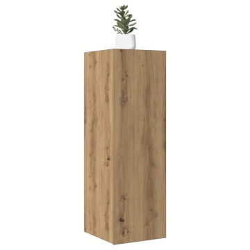 Dulap TV, stejar artizanal, 30,5x30x90 cm, lemn prelucrat - Img 1