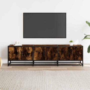 Dulap TV stejar fumuriu, 150x35x41 cm lemn prelucrat și metal - Img 3