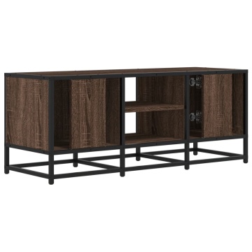 Dulap TV, stejar maro, 100x35x41 cm, lemn prelucrat și metal - Img 5