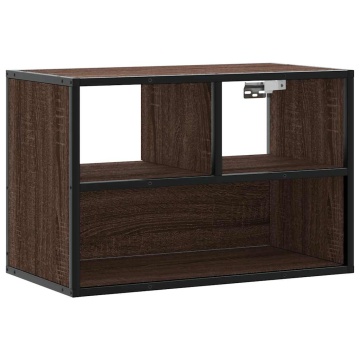Dulap TV, stejar maro, 60x31x39,5 cm, lemn prelucrat și metal - Img 2