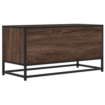 Dulap TV, stejar maro, 80x34,5x40 cm, lemn prelucrat și metal - Img 5
