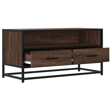 Dulap TV, stejar maro, 80x34,5x40 cm, lemn prelucrat și metal - Img 6