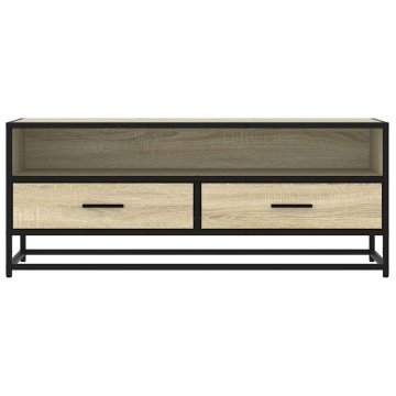 Dulap TV stejar sonoma, 100x34,5x40 cm, lemn prelucrat și metal - Img 4