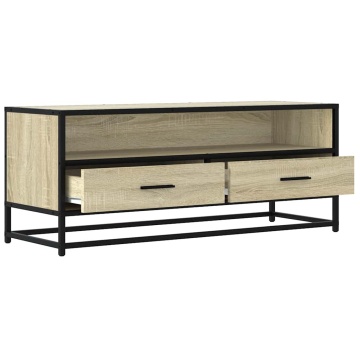 Dulap TV stejar sonoma, 100x34,5x40 cm, lemn prelucrat și metal - Img 6
