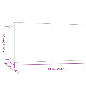 Dulap TV suspendat, gri sonoma, 60x30x30 cm, lemn prelucrat - Img 7