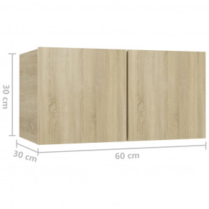 Dulap TV suspendat, stejar sonoma, 60x30x30 cm - Img 7