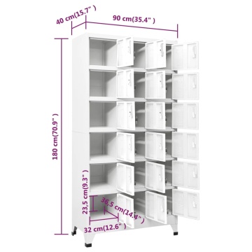 Dulap vestiar cu 18 compartimente, 90x40x180 cm, metal - Img 7