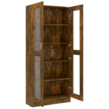 Dulap vitrină stejar fumuriu 82,5x30,5x185,5 cm lemn prelucrat - Img 8