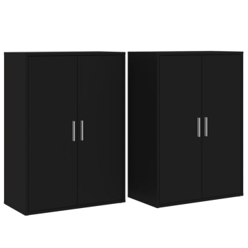 Dulapuri, 2 buc., negru, 60x31x84 cm, lemn prelucrat - Img 2