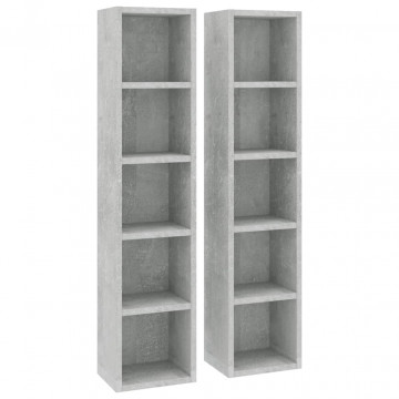 Dulapuri CD-uri, 2 buc., gri beton, 21 x 16 x 93,5 cm, PAL - Img 4