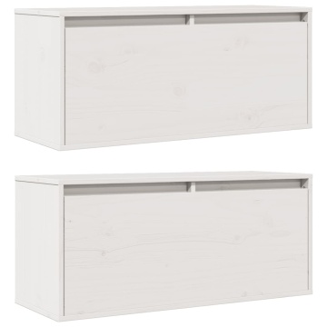 Dulapuri de perete 2 buc. alb, 80x30x35 cm, lemn masiv de pin - Img 3