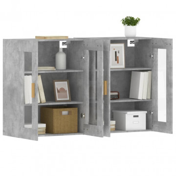 Dulapuri de perete, 2 buc., gri beton, lemn prelucrat - Img 4