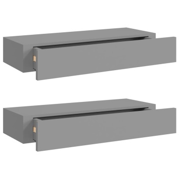 Dulapuri de perete cu sertare, 2 buc. gri, 60x23,5x10 cm, MDF - Img 2
