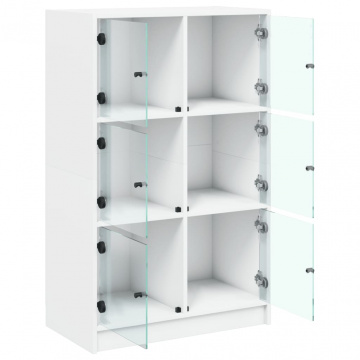 Dulapuri înalte cu uși, alb, 68x37x109 cm, lemn prelucrat - Img 5