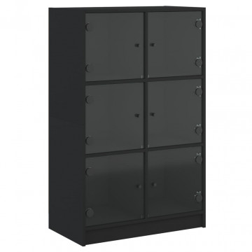 Dulapuri înalte cu uși, negru, 68x37x109 cm, lemn prelucrat - Img 2