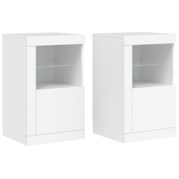 Dulapuri laterale cu lumini LED 2 buc. alb lemn prelucrat - Img 2