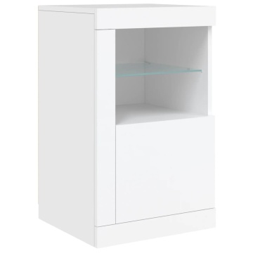 Dulapuri laterale cu lumini LED 2 buc. alb lemn prelucrat - Img 5