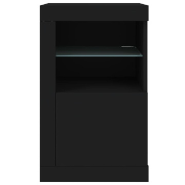Dulapuri laterale cu lumini LED 2 buc. negru lemn prelucrat - Img 7