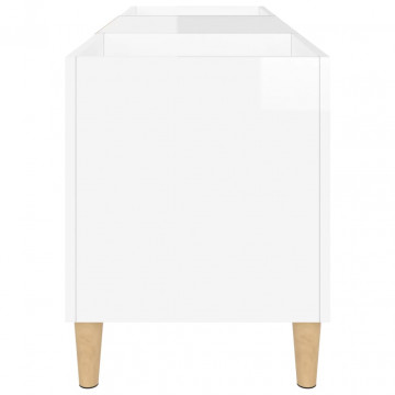 Dulapuri pentru discuri alb lucios 121x38x48 cm, lemn prelucrat - Img 5