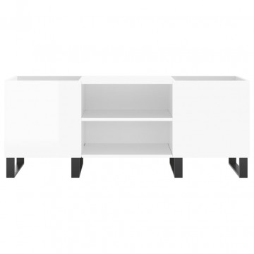 Dulapuri pentru discuri alb lucios 121x38x48 cm, lemn prelucrat - Img 4