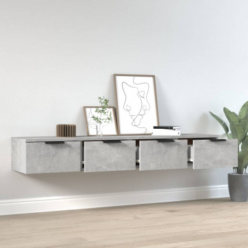 Dulapuri perete, 2 buc., gri beton, 68x30x20 cm, lemn prelucrat - Img 3