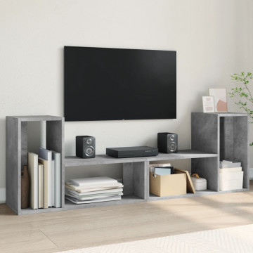 Dulapuri TV, 2 buc., gri beton, 75x30x50 cm, lemn prelucrat - Img 1