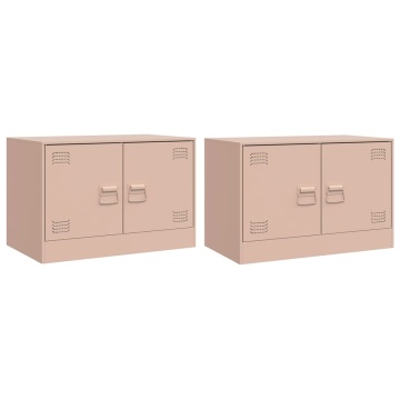 Dulapuri TV 2 buc Roz 67x39x44 cm Otel - Img 2