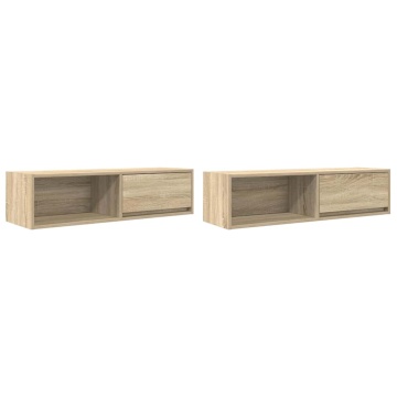 Dulapuri TV 2 buc Stejar Sonoma 100x31x25,5 cm Lemn prelucrat - Img 2